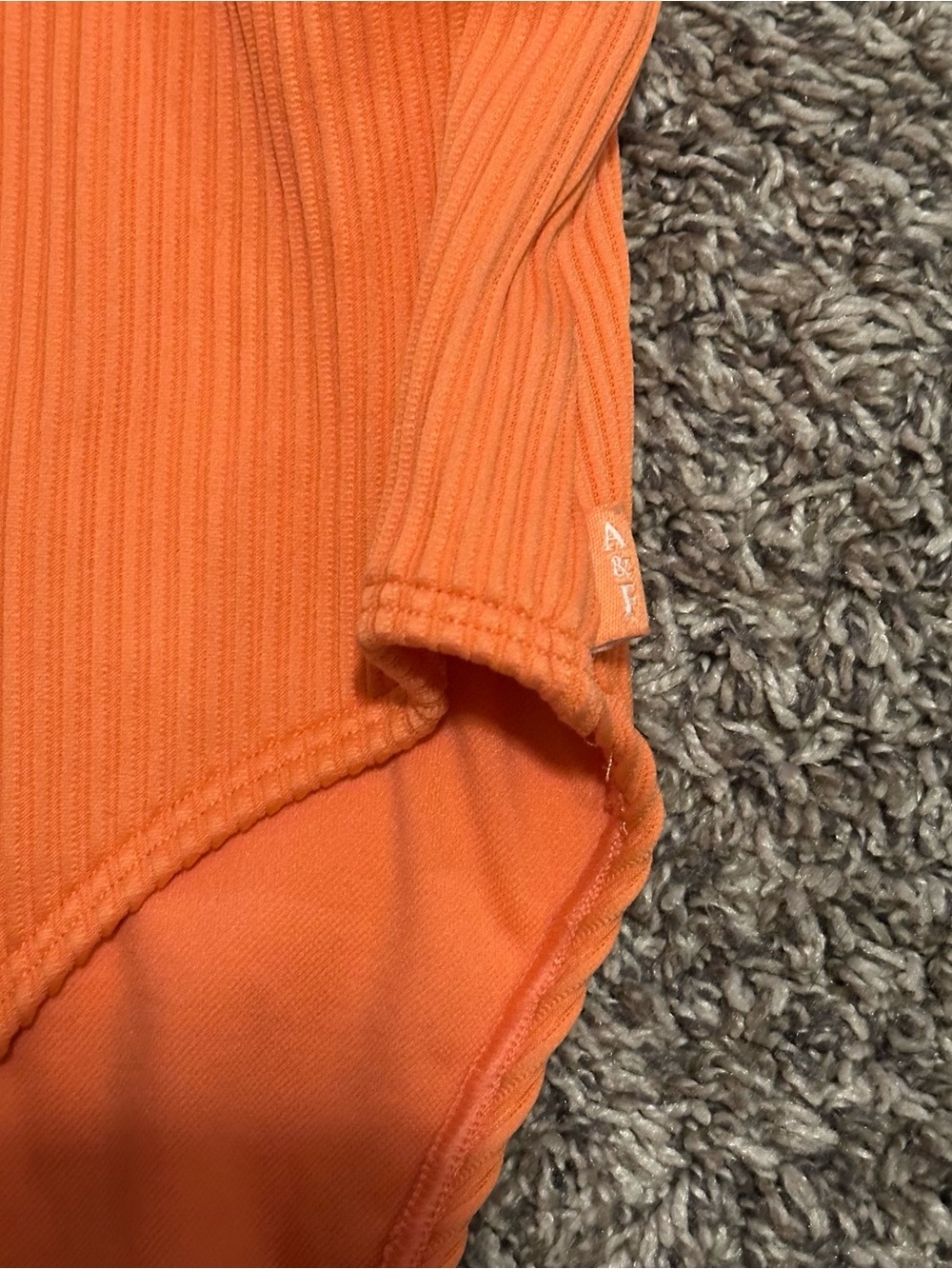 abercrombie kids Orange One-Shoulder Cutout Ribbed One-Piece Swimsuit - Picture 4 of 6